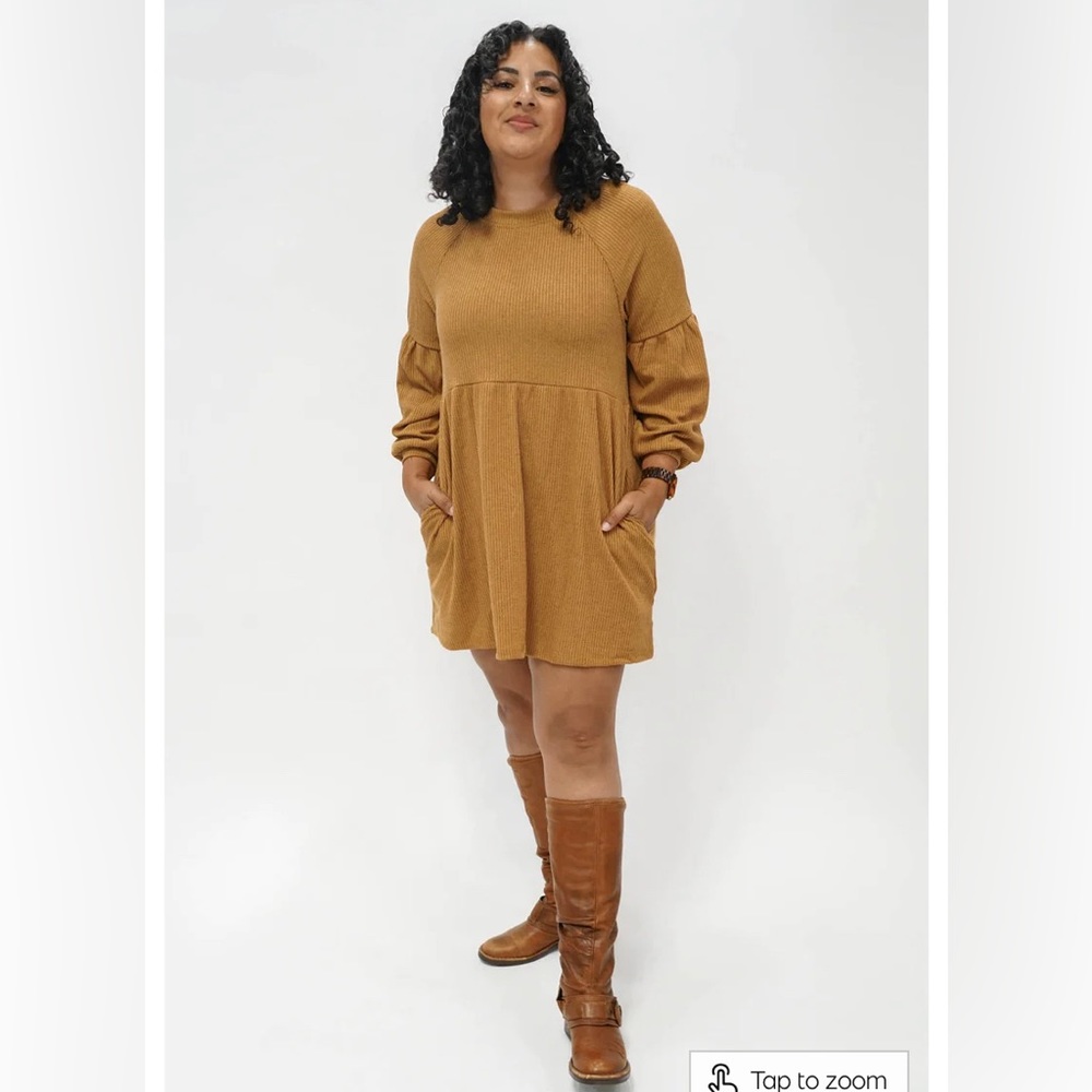 Hayden la one loved babe boutique mustard yellow sweater dress tunic 3x